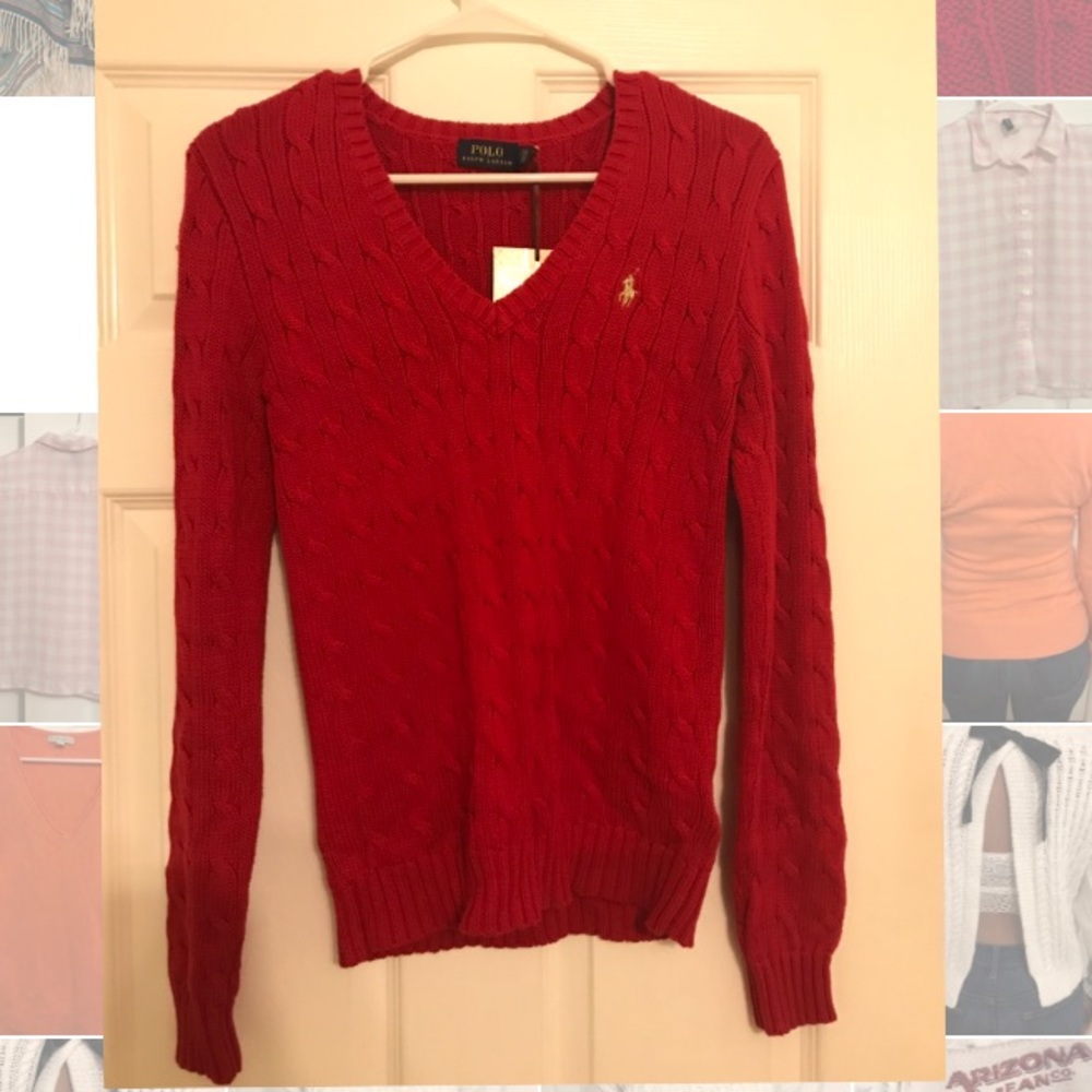 Polo Ralph Lauren Red Cable Knit Sweater